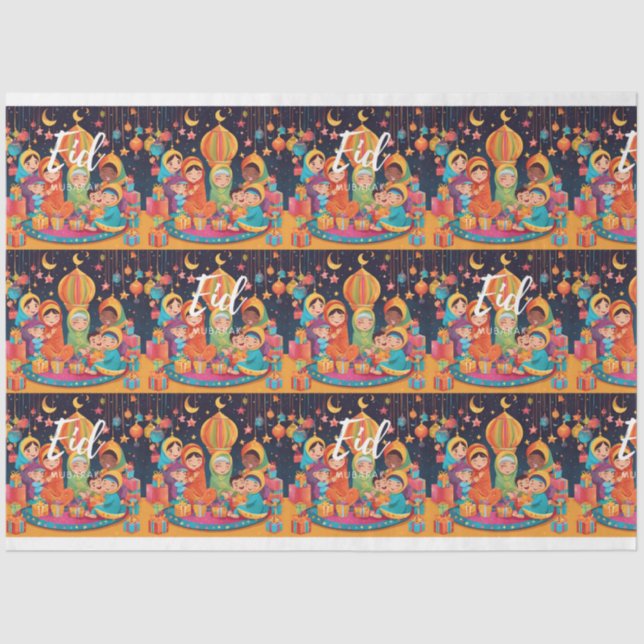 Seda Eid Mubarak Festival Cena de Moldagem de Papel par (Frente )