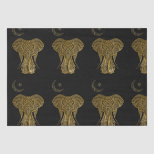 Seda Elefante Dourado em papel de fundo preto