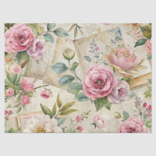 Seda Elegante Vintage Inspirou Papel de Tecido Floral R