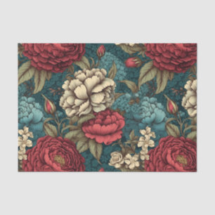 Seda Enchendo Papel de Decoupage de Flor Vermelho Vinta