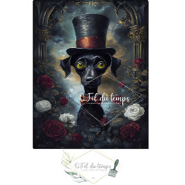 Seda Engraçado Animal com papel de Decoupage do Chapéu.