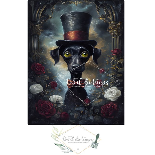 Seda Engraçado Animal com papel de Decoupage do Chapéu. (Criador carregado)