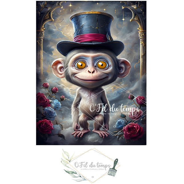 Seda Engraçado Animal com papel de Decoupage do Chapéu. (Criador carregado)