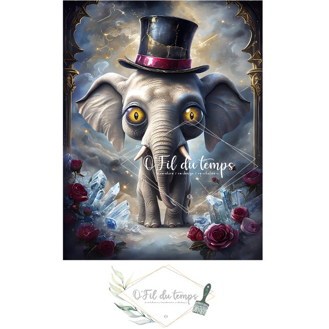 Seda Engraçado Animal com papel de Decoupage do Chapéu. (Criador carregado)