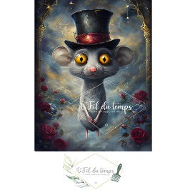 Seda Engraçado Animal com papel de Decoupage do Chapéu.