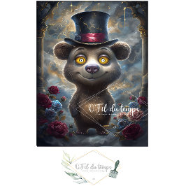 Seda Engraçado Animal com papel de Decoupage do Chapéu.