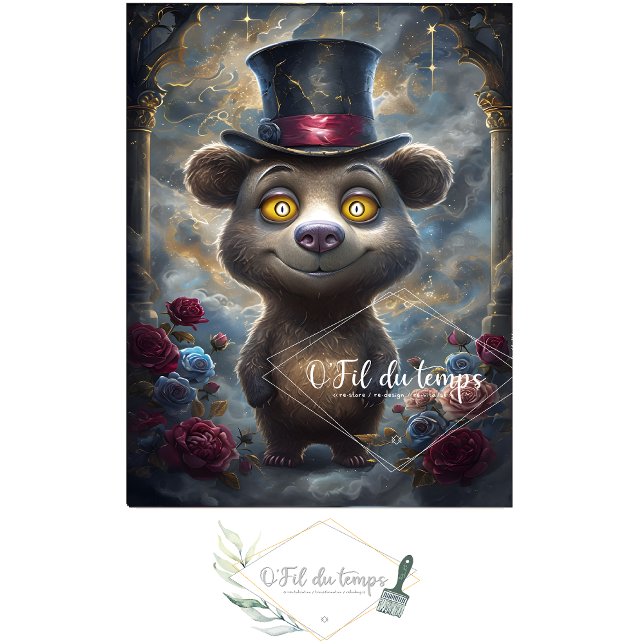 Seda Engraçado Animal com papel de Decoupage do Chapéu. (Criador carregado)