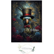 Engraçado Animal com papel de Decoupage do Chapéu.