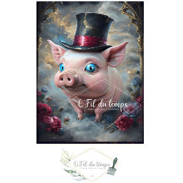 Seda Engraçado Animal com papel de Decoupage do Chapéu.