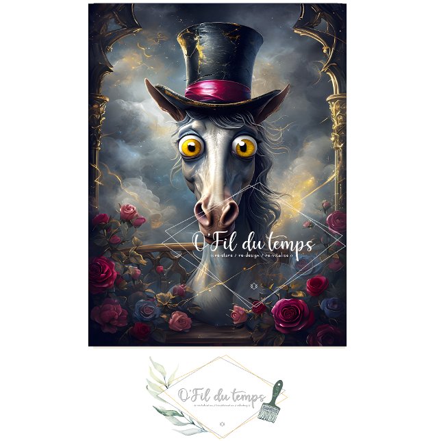 Seda Engraçado Animal com papel de Decoupage do Chapéu. (Criador carregado)