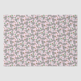 Seda Esquilos de cinza em Papel Tecido Rosa