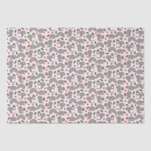 Seda Esquilos de cinza em Papel Tecido Rosa