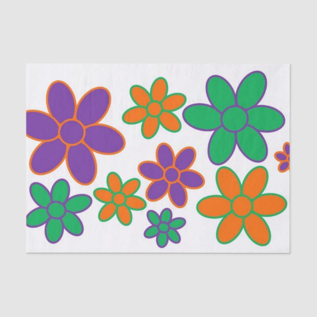 Seda Estilo Groovy 70s Papel de Tecido Flor (Frente )