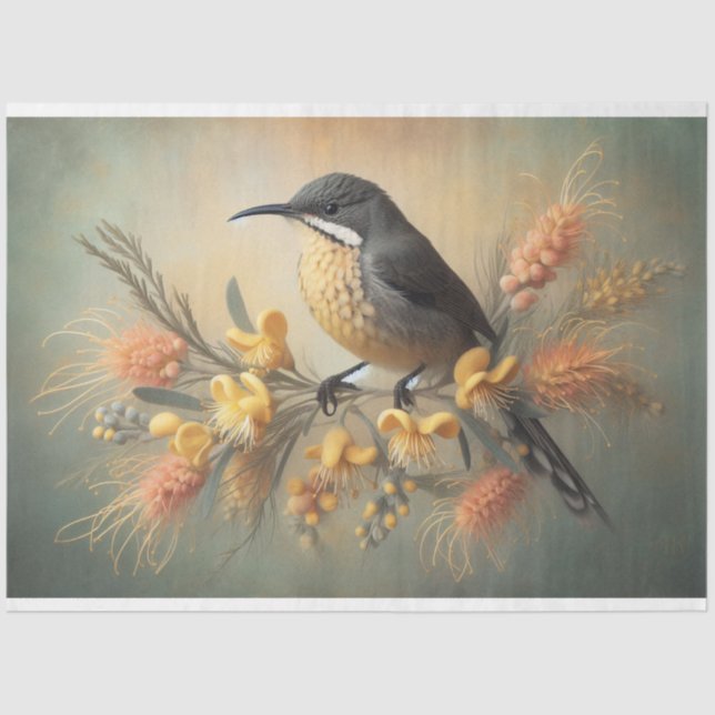Seda Fauna De Aves De Papel Tecidos De Descolagem (Frente )