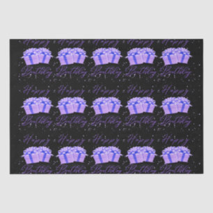 Seda Feliz Aniversário Bonito Papel de Tecido Roxo