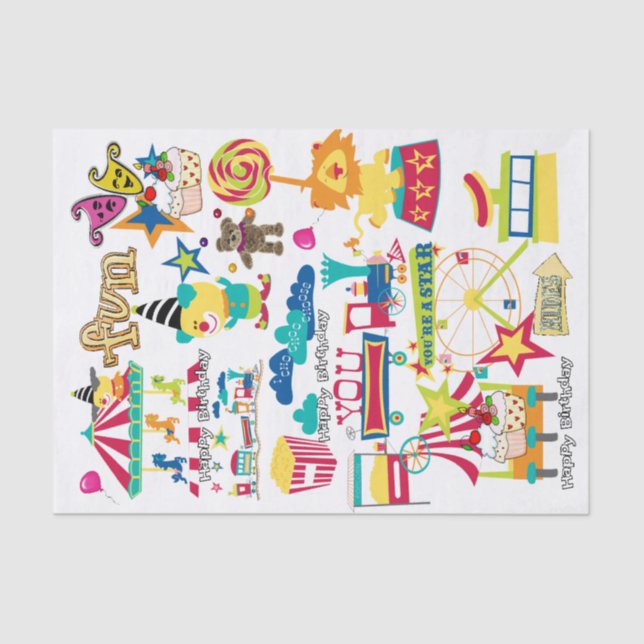 Seda Feliz aniversário do circo do Carnaval de Papel Te (Frente )