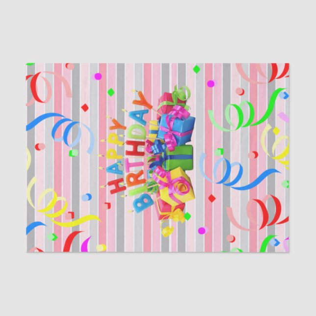 Seda Feliz Aniversário - Folha de Papel Tecido (Frente )