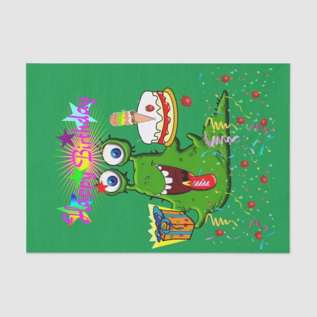 Seda Feliz Aniversário, Monstro de Papel Tecido (Frente )