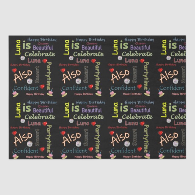 Seda Feliz Aniversário Papel de Tecido Luna (Frente )