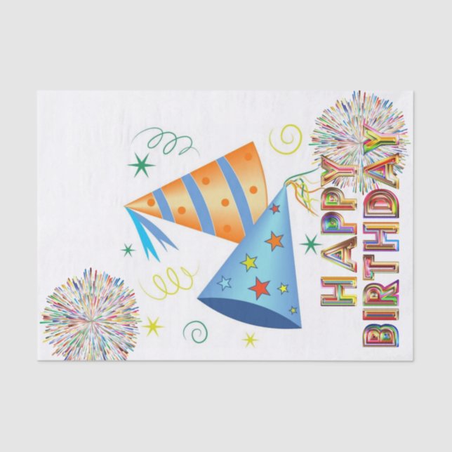 Seda Feliz Aniversário Papel Tecido de Aniversário Chap (Frente )