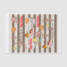 Seda Feliz Aniversário Papel Tecido Desejo de um cão