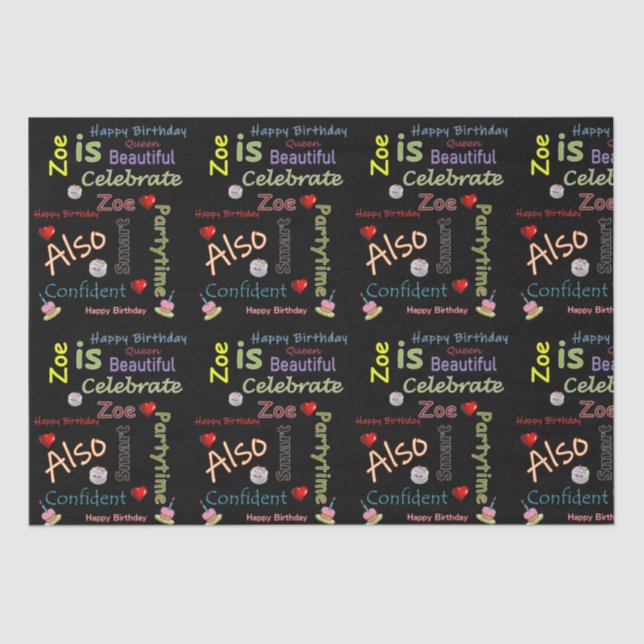 Seda Feliz Aniversário - Zoe de Papel Tecido (Frente )