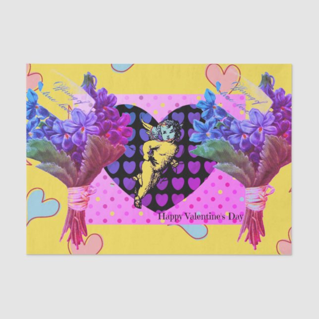 Seda Feliz dia de os namorados COLAGEM Papel Tecido (Frente )