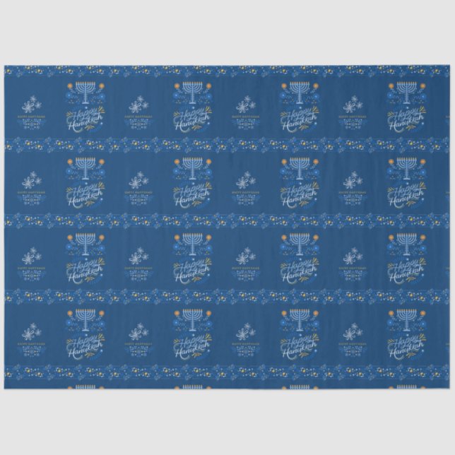 Seda Feliz papel de tecidos Hanukkah para presentes (Frente )
