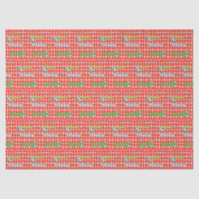 Seda Feriados Felizes em Papel Tecido de Natal (Frente )