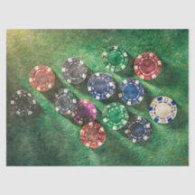 Fichas de Poker em Verde, Papel Tissue para Jogos