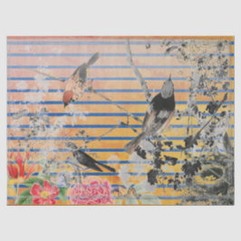 SEDA FITAS AMARELAS E PAPEL DE TECIDOS DE AVES JAPONESE