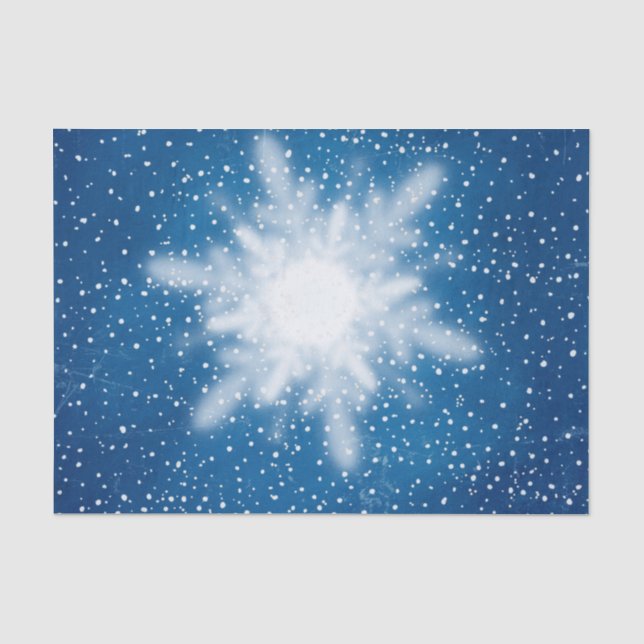 Seda Floco de neve em papel tecido azul no céu azul (Frente )