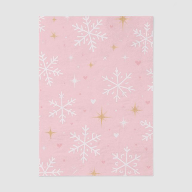 Seda Floco de Neve Rosa e Papel Tecido de Natal com Bri (Frente )