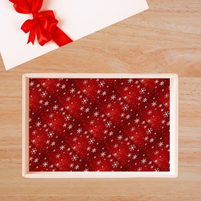 Seda Flocos de neve brancos com papel têmreo vermelho (White Snowflakes with Red Background Tissue Paper)