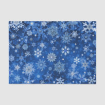 Flocos de neve de Natal Papel de Tecido Azul e Pra