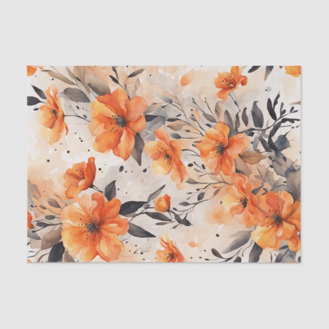 Seda Florais de Primavera cor laranja 1 Papel de dissoc (Frente )