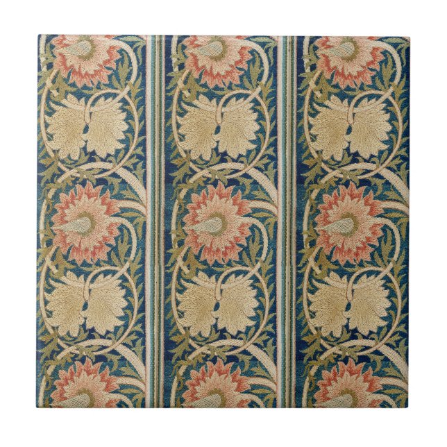 Seda Floral Bordada Antiga William Morris Pink (Frente)