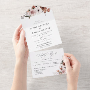 Seda Floral Tudo em Um Convite De Casamento