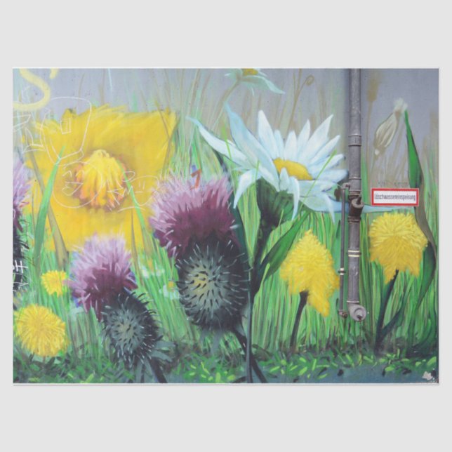Seda Flores de Arte Urbana 15 Papel Tecido de Decoupage (Frente )