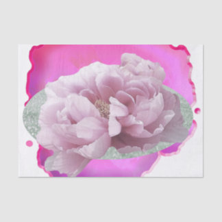 Seda Flores de Peônia Papel Tecido Rosa