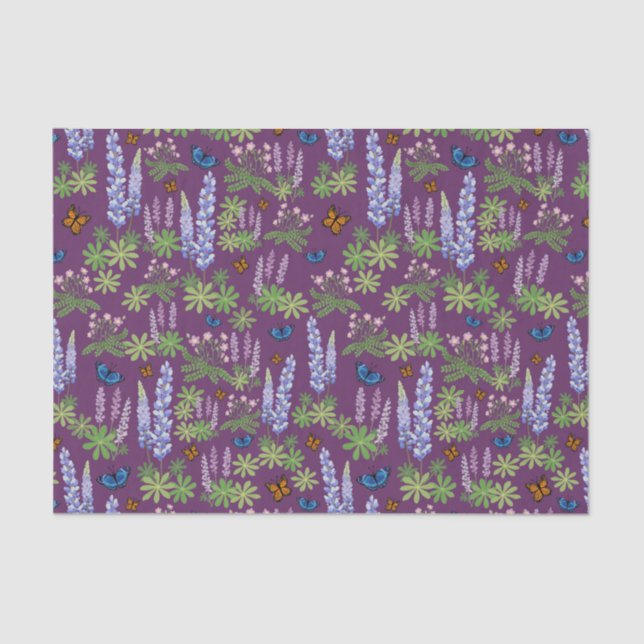 Seda Flores e borboletas desacoplam papel de tecidos tr (Frente )