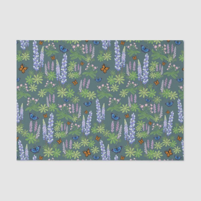 Seda Flores e borboletas desacoplam papel de tecidos tr (Frente )