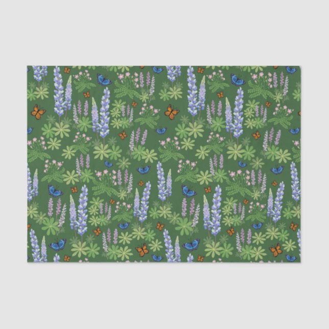 Seda Flores e borboletas desacoplam papel de tecidos tr (Frente )