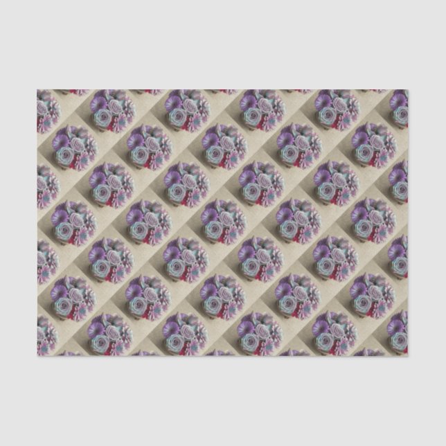 Seda Flores iridescentes Conjunto de Papel Dourado Teci (Frente )