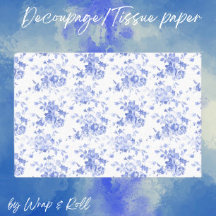 Seda Florestas Azuis no Papel Tecido de Decoupage Branc