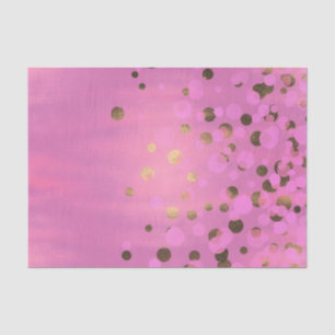 Seda Folha cor-de-rosa com Dourado papel tecidular de p