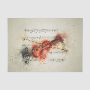 Seda Folha de Aquarelas Música e Papel de Tecido Violi