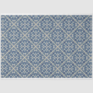 Seda Folha de azulejo azul Delft: papel de tecido para 