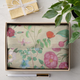 Seda Folha de Papel Tecido de Colagem Floral Vintage