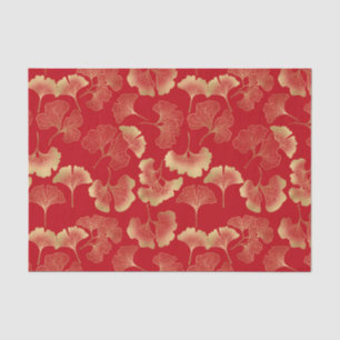 Seda Folhas de Ginkgo Douradas em Papel Tecido Botânico